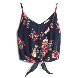 Patrons of peace Floral tie crop top